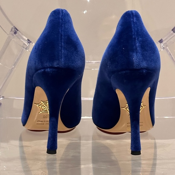 Charlotte Olympia Blue Velvet Pumps - Picture 6 of 12